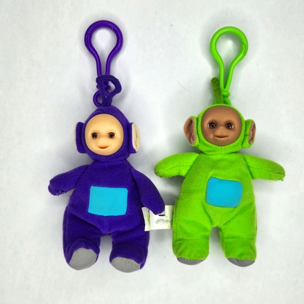Teletubbies Tinky-Winky & Dipsy Plush Keychain Set Vintage 1999 Burger King